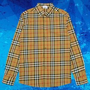 Burberry Tan Checkered Men's Shirt